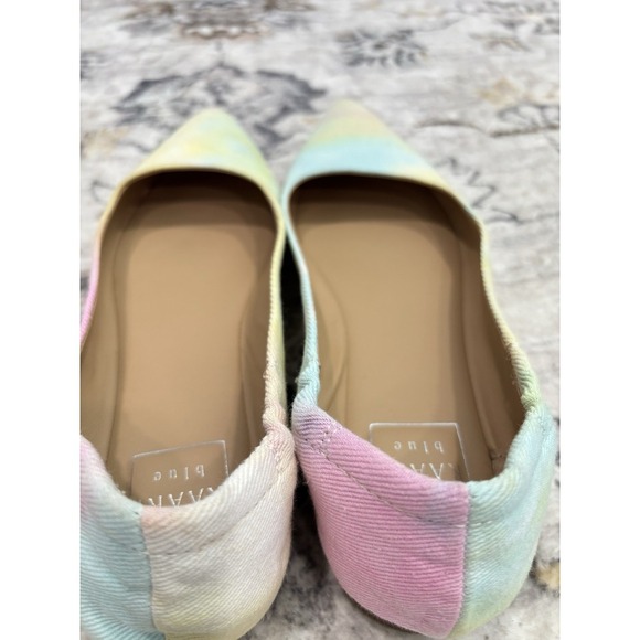 Kaari Blue Flats Size 8 Women's Pastel Tie Dye Pointed Toe Shoes Rainbow Dash - Picture 5 of 7